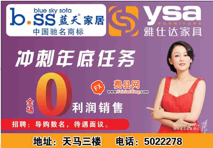 费县蓝天家居：冲刺年底任务 全场0利润销售