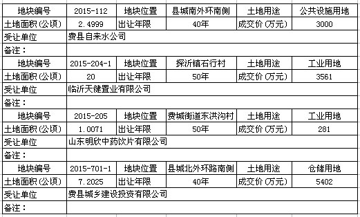 费县4宗国有土地使用权成功拍卖 成交价12244万元